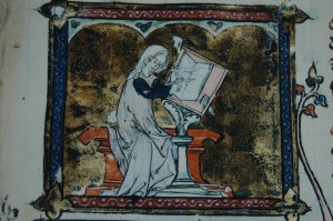 Marie de France écrivant ses fables